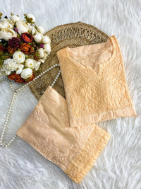 Chanderi Silk pastel Chikan combo - Chikankari official