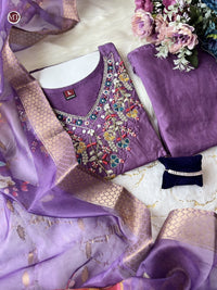 Chanderi Silk suit NEW ARRIVALS VALLEY - Chikankari official
