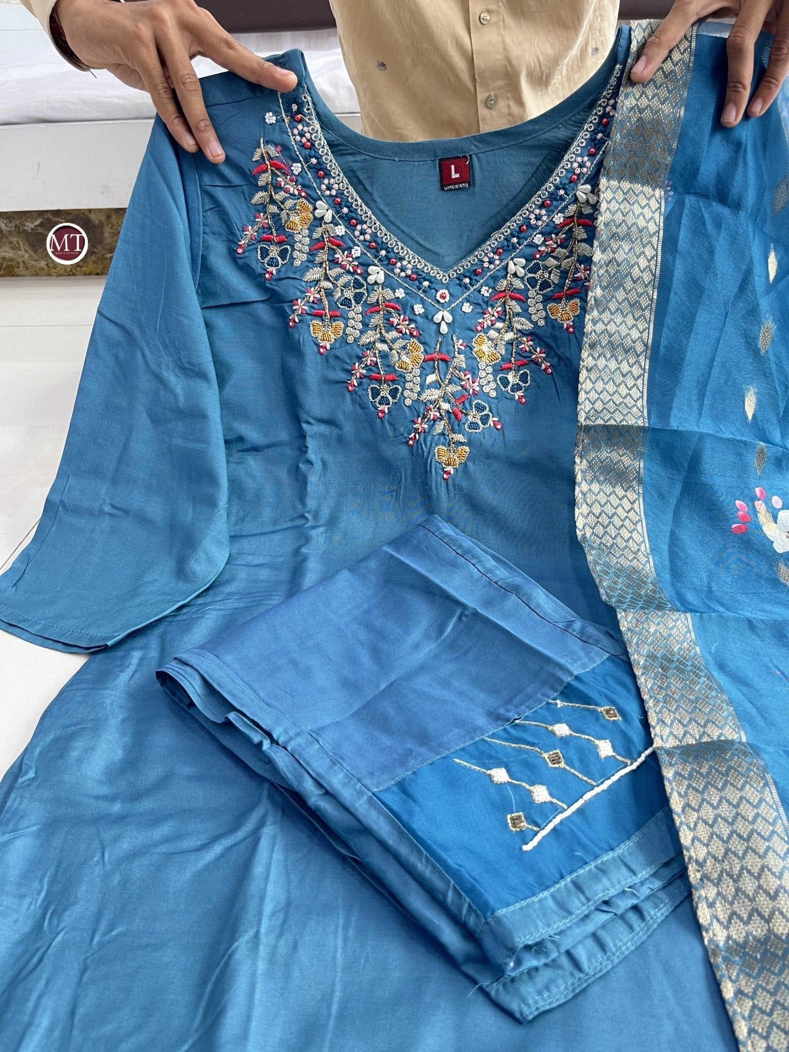 Chanderi Silk suit NEW ARRIVALS VALLEY - chikankariofficial