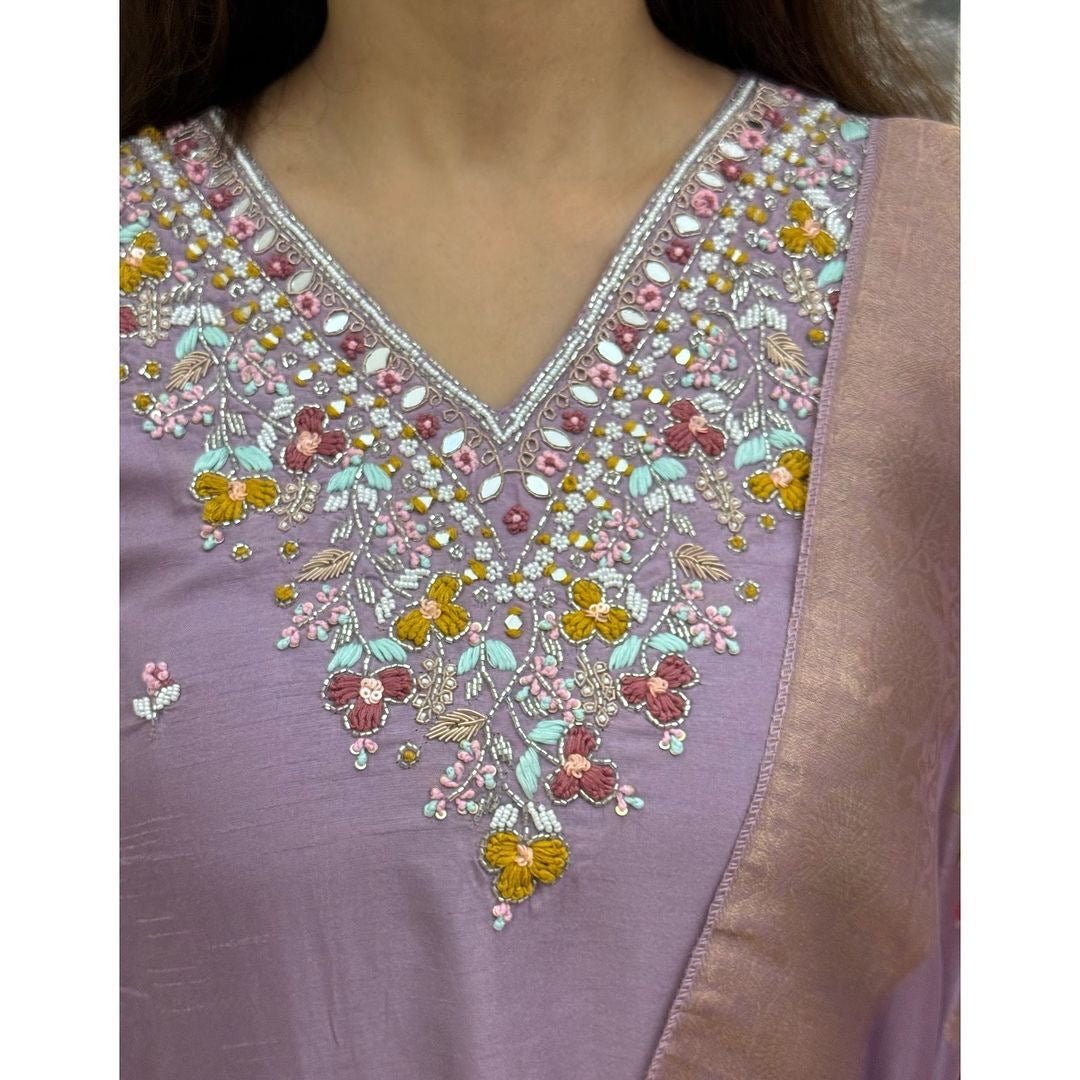 Chanderi Silk suit NEW ARRIVALS VALLEY - Chikankari official