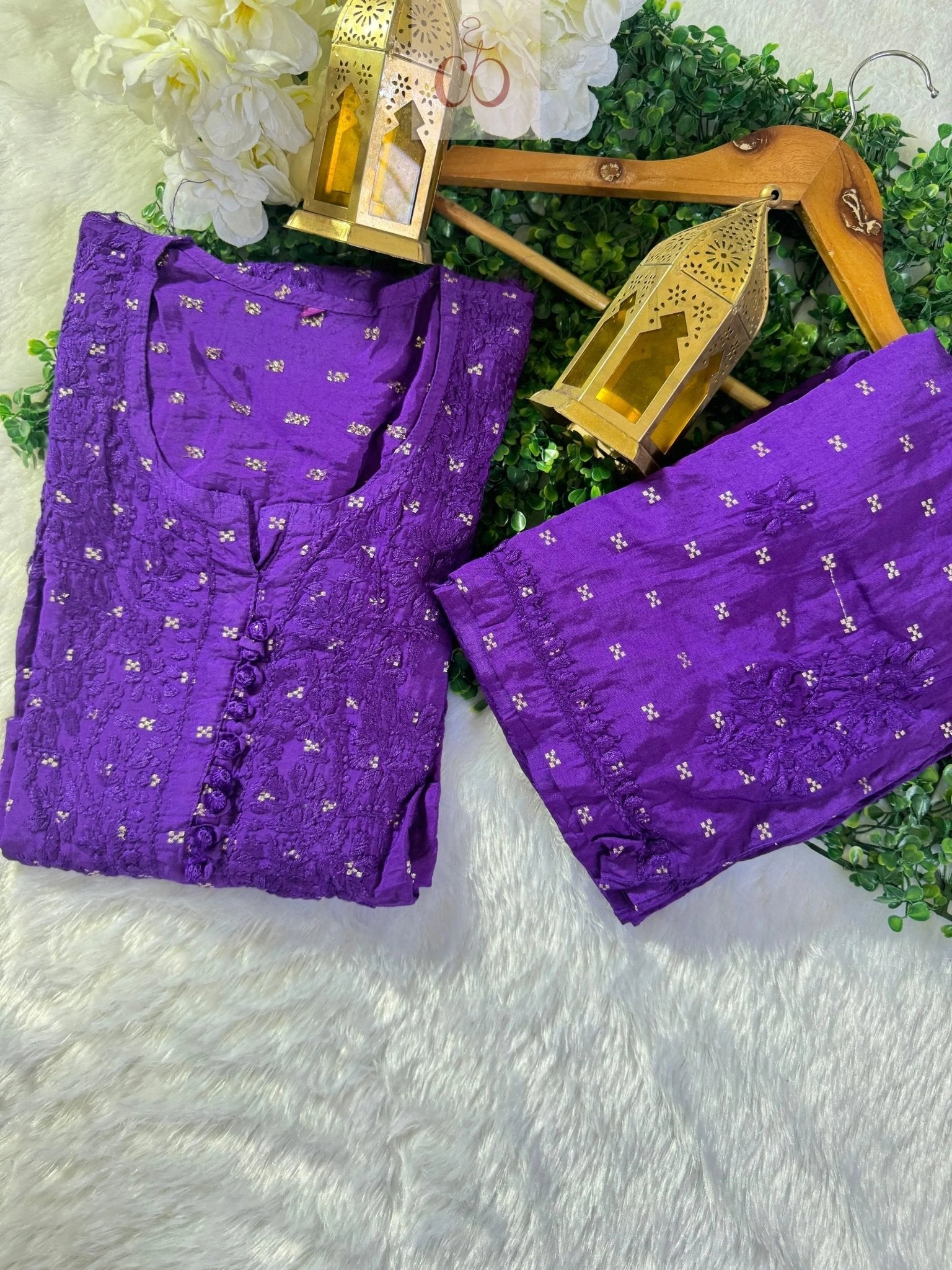 Chanderi Teeki Set ( Deepa Special) - Chikankari official