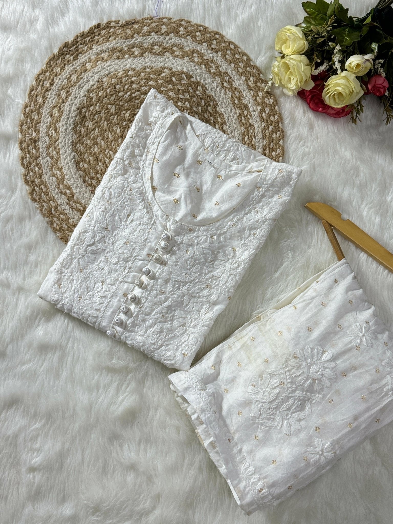 Chanderi Teeki Set ( Deepa Special) - Chikankari official