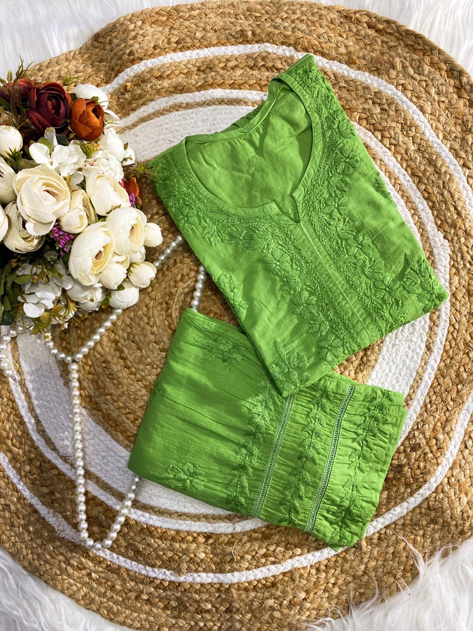 Charm Pure Mul Mul Crafted Set - Chikankari official