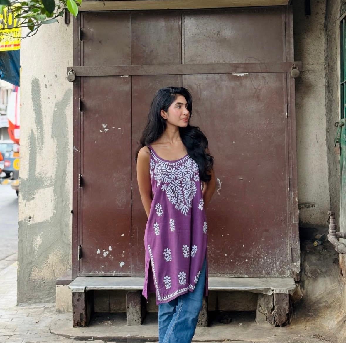 Chatpati Noodle Straps Short Top - Chikankari official