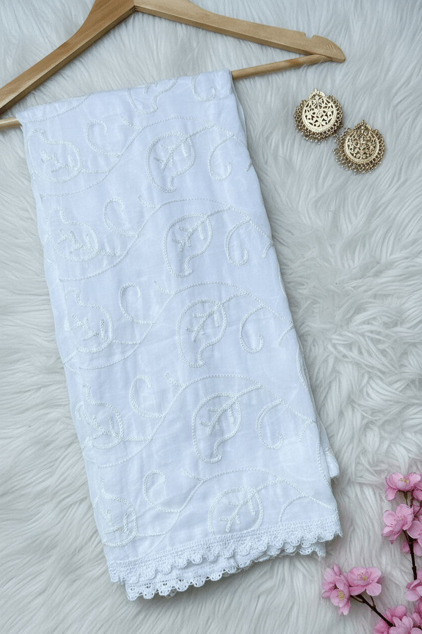 Chiffon dupatta 2.5mtr - Chikankari Worked