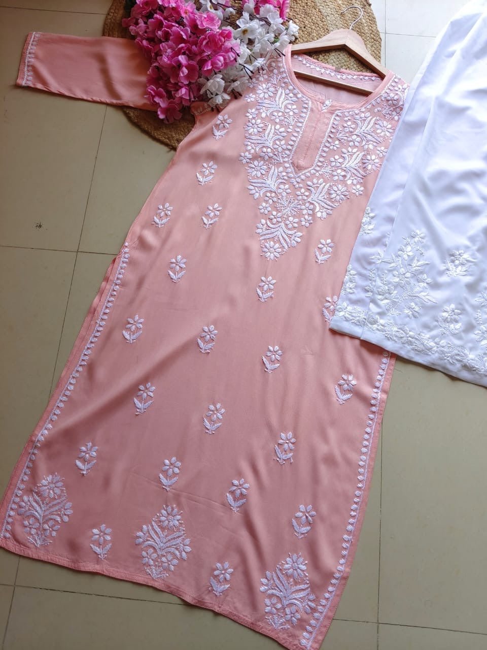 Chikan Rayon Gala Buti - Chikankari official