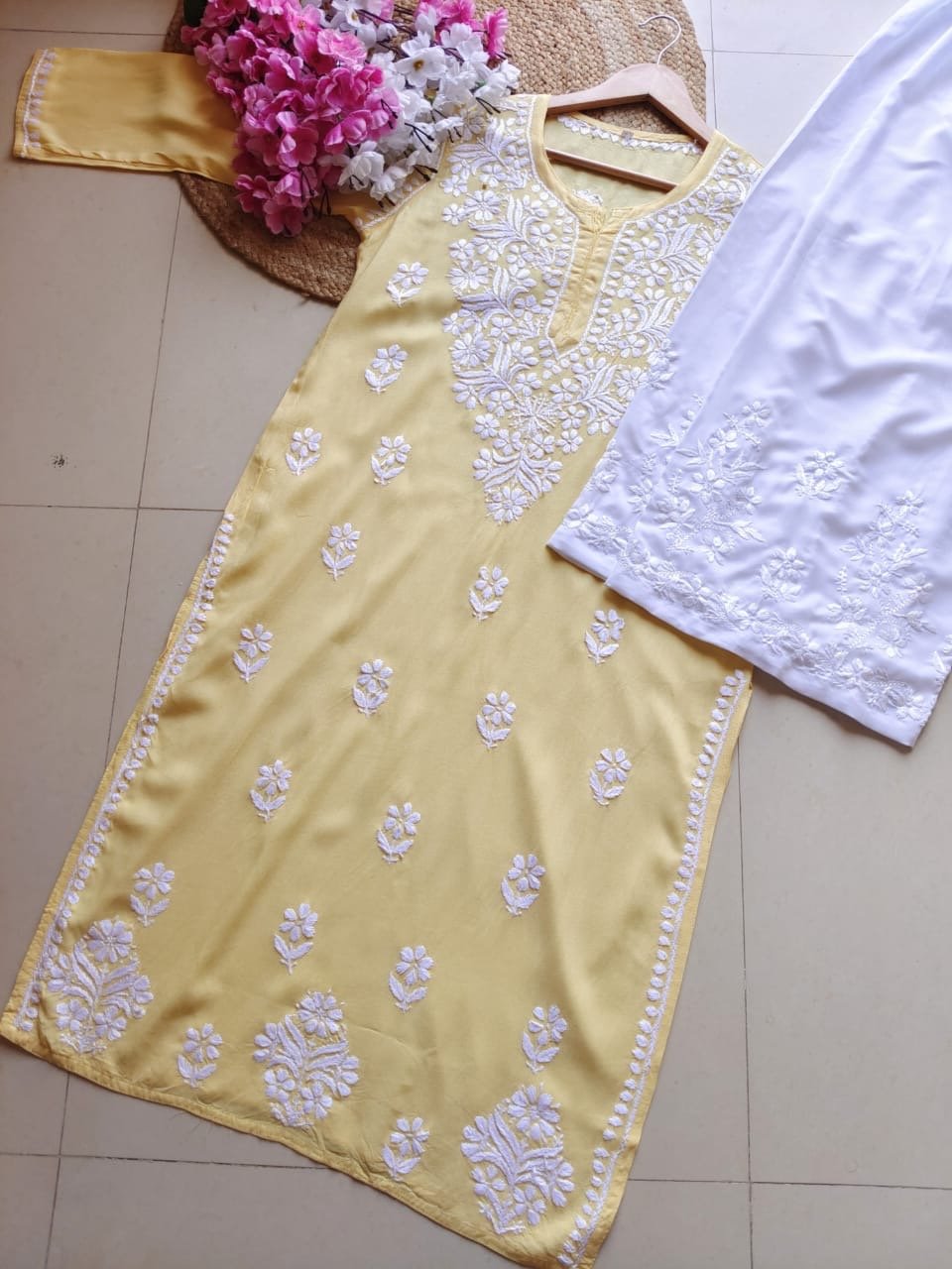 Chikan Rayon Gala Buti - Chikankari official