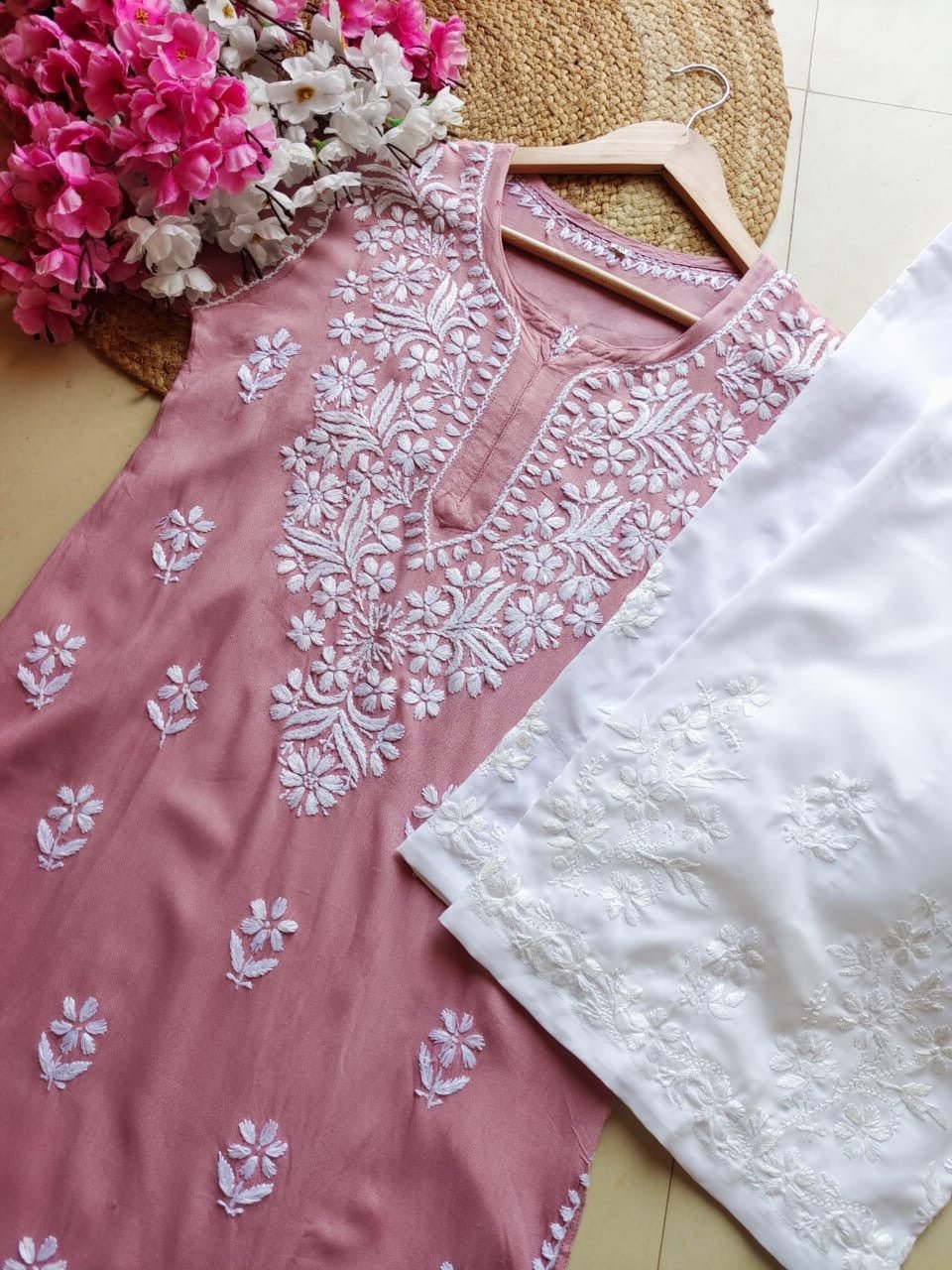 Chikan Rayon Gala Buti - Chikankari official