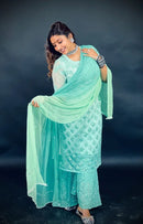 Chikankari 4pc Mirror work Set - Chikankari official