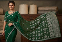 chikankari fancy Georgette saree border palli with blouse Gota patti - Chikankari official