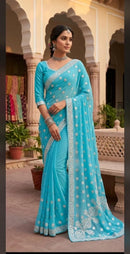 chikankari fancy Georgette saree border palli with blouse Gota patti - Chikankari official