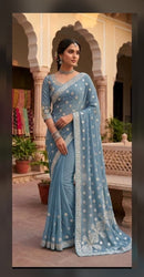 chikankari fancy Georgette saree border palli with blouse Gota patti - Chikankari official