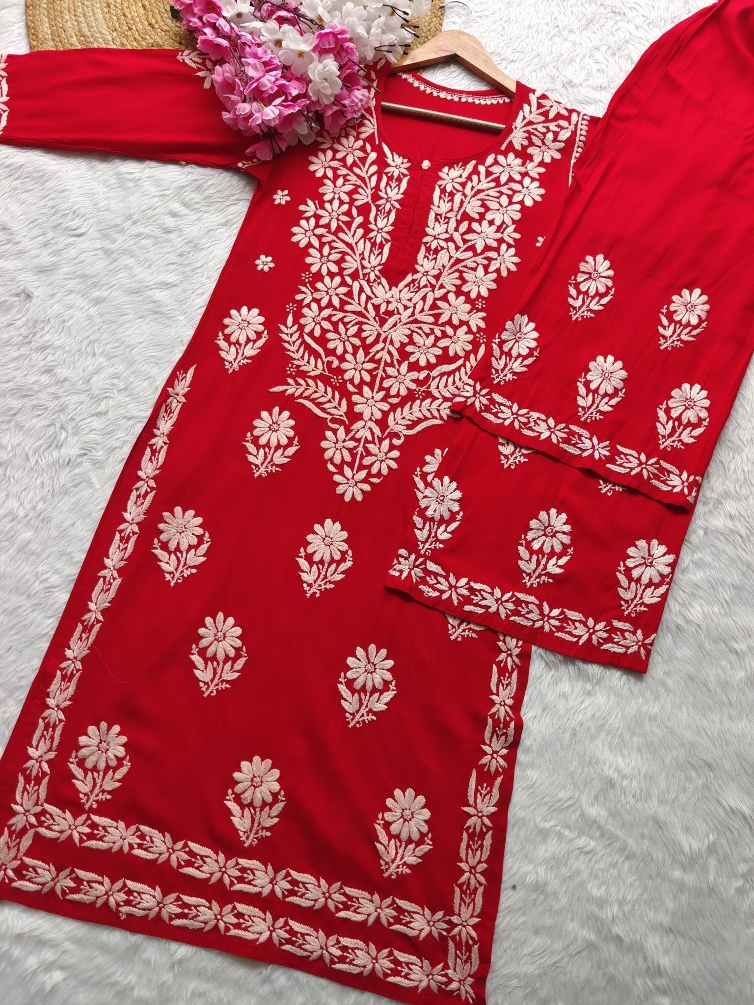 Chikankari Flower Embroidered sets - Chikankari official