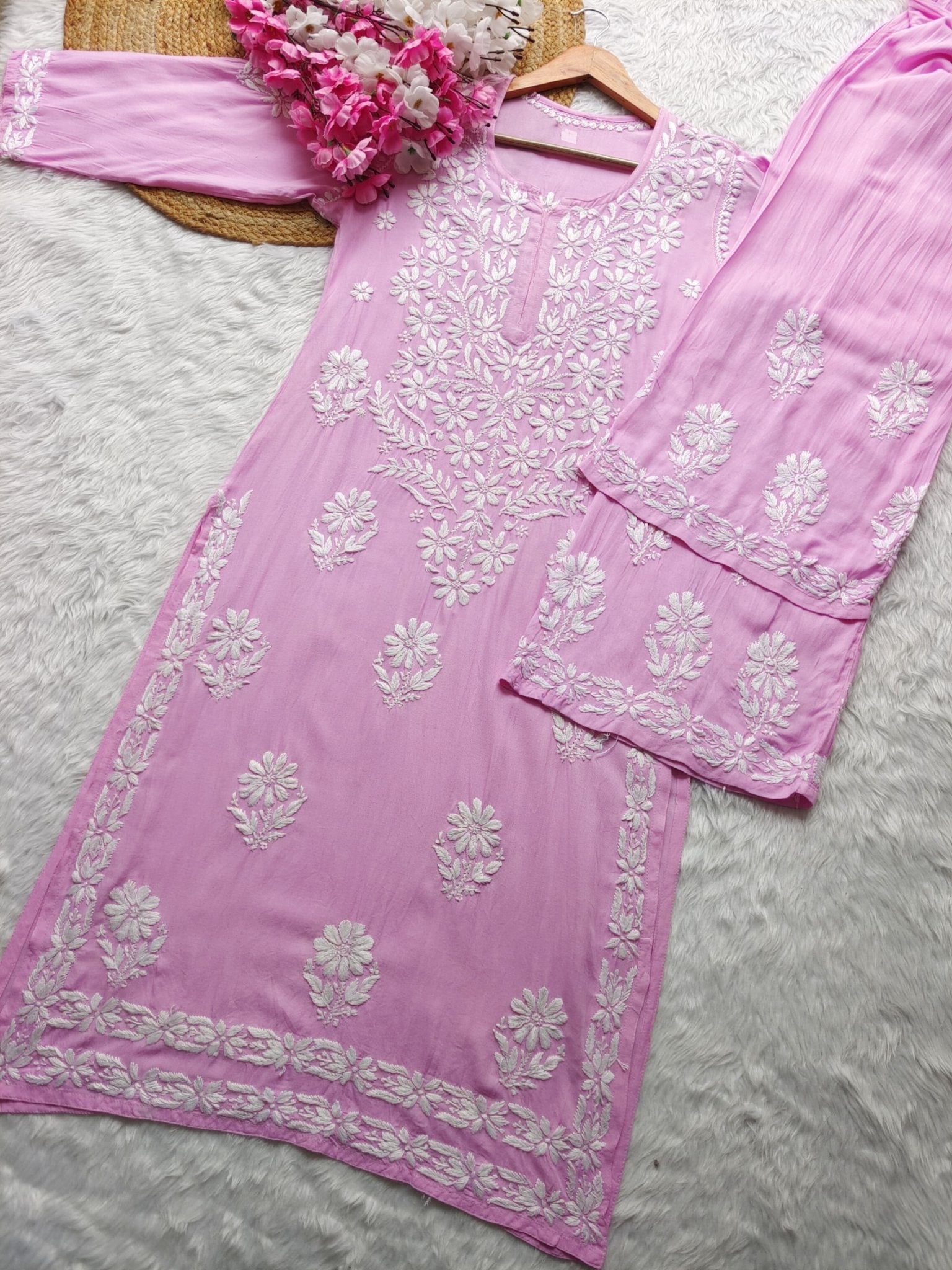 Chikankari Flower Embroidered sets - Chikankari official