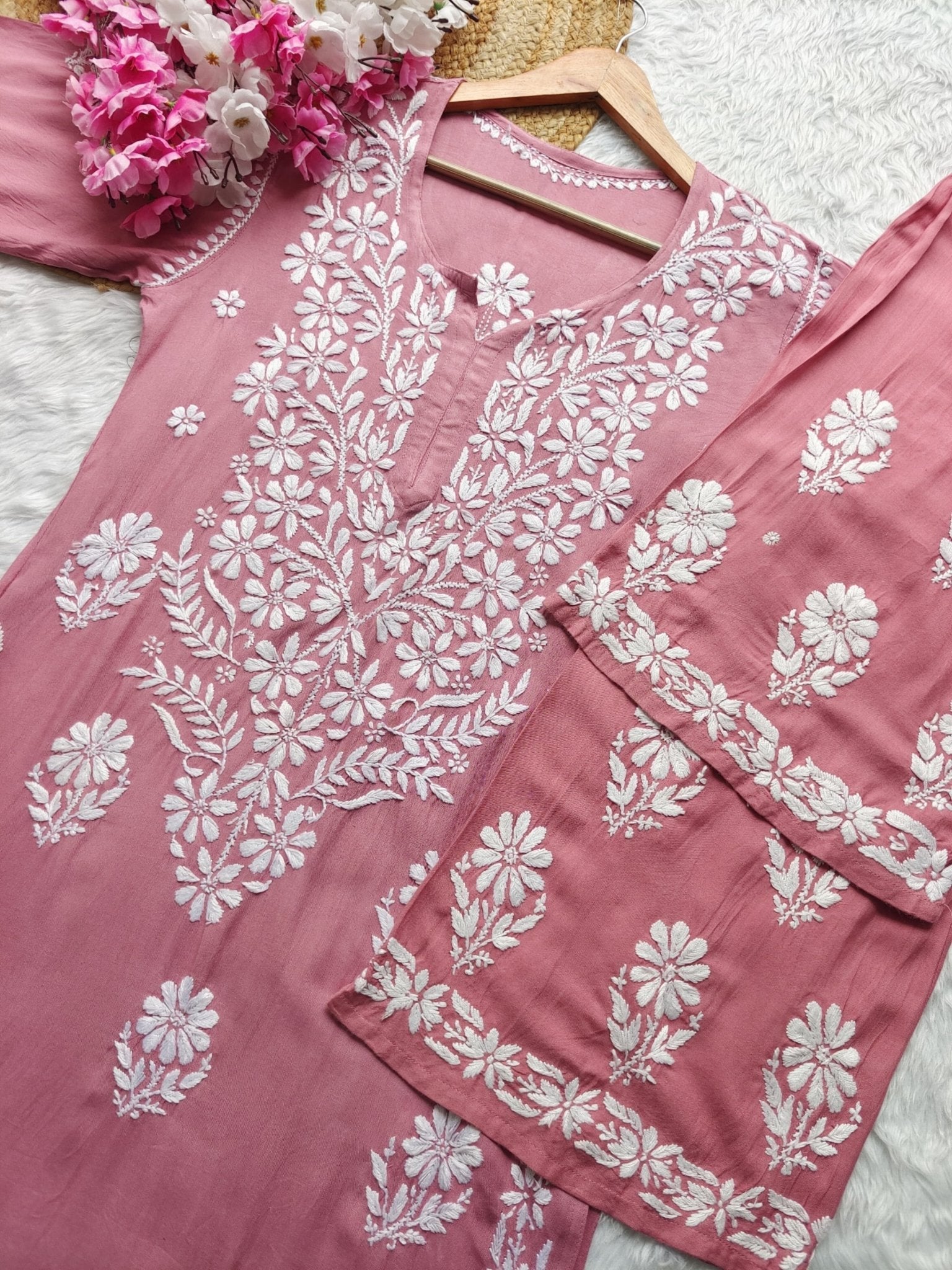 Chikankari Flower Embroidered sets - Chikankari official