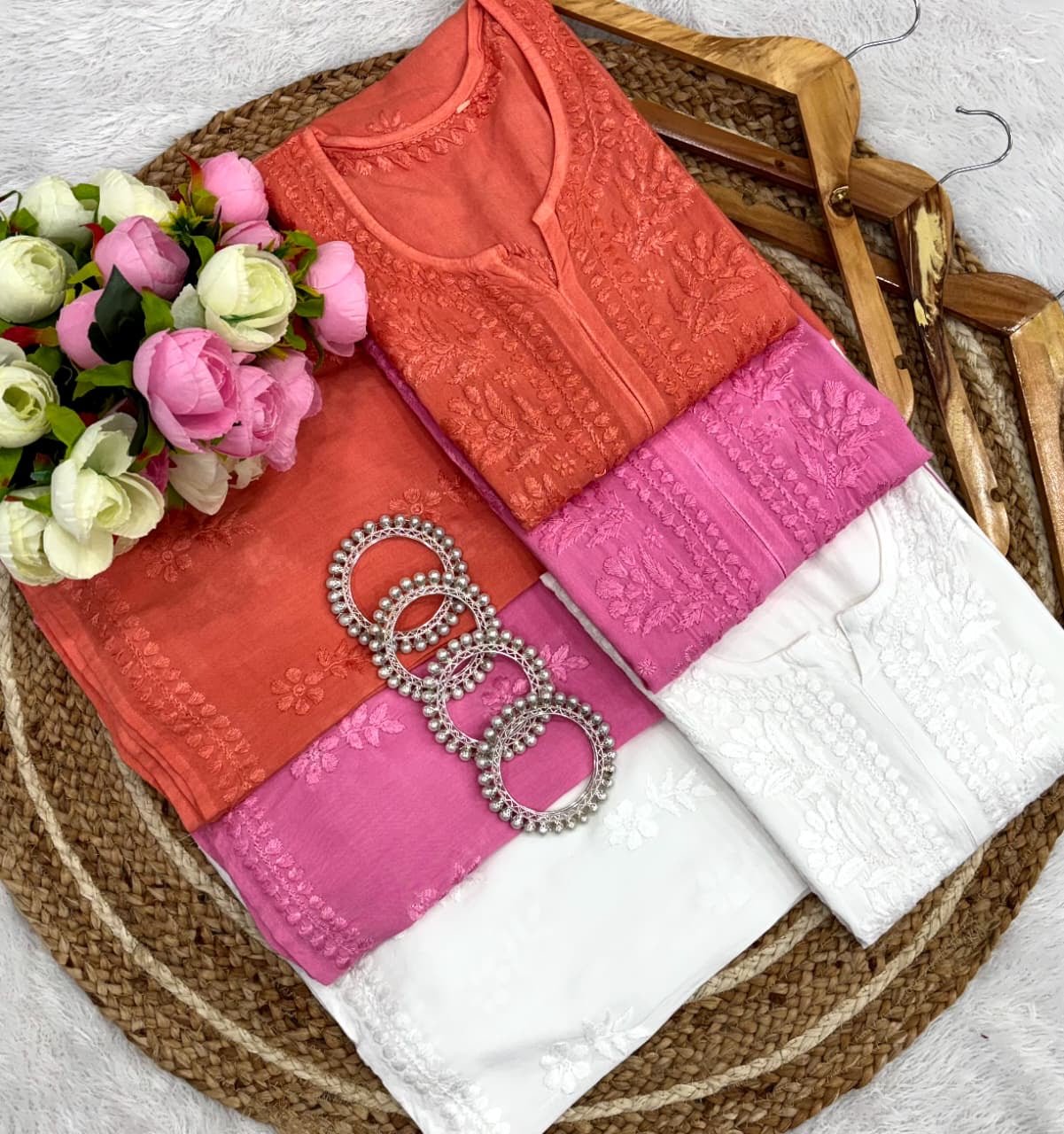 Chikankari Gala Buti Side bell handwork Combo - Chikankari official