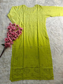 Chikankari Official 38 / lime green Soft Chanderi Dyeable Beautiful shades Kurtis