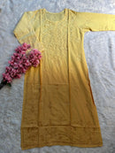 Chikankari Official 38 / mustard Soft Chanderi Dyeable Beautiful shades Kurtis