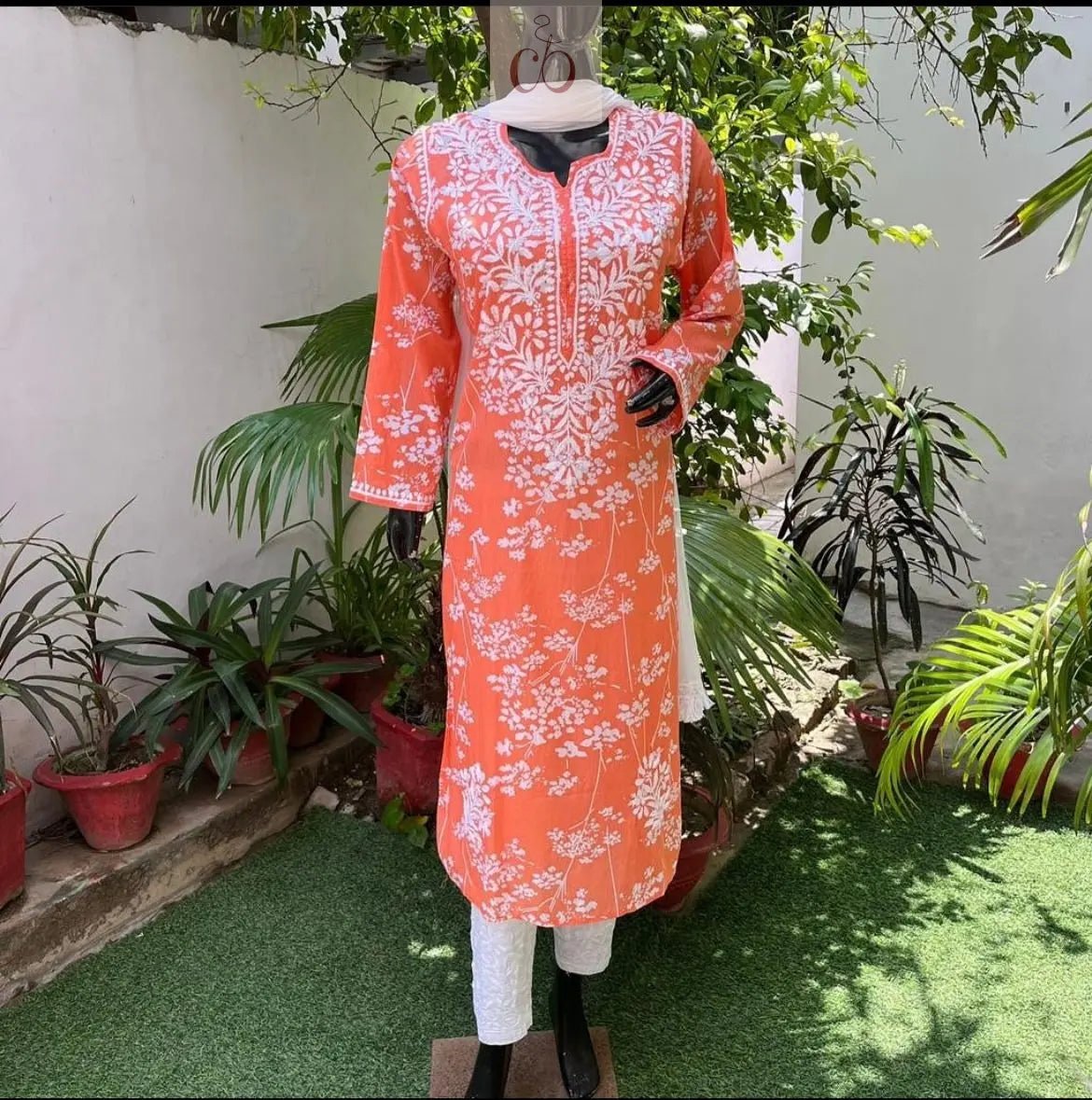 Chikankari Official 38 / Orange Soft & Comfy Mul Mul Kurtis ( Neetu Special )