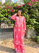 Chikankari Official 38 / pink Soft Rayon Co ord Set