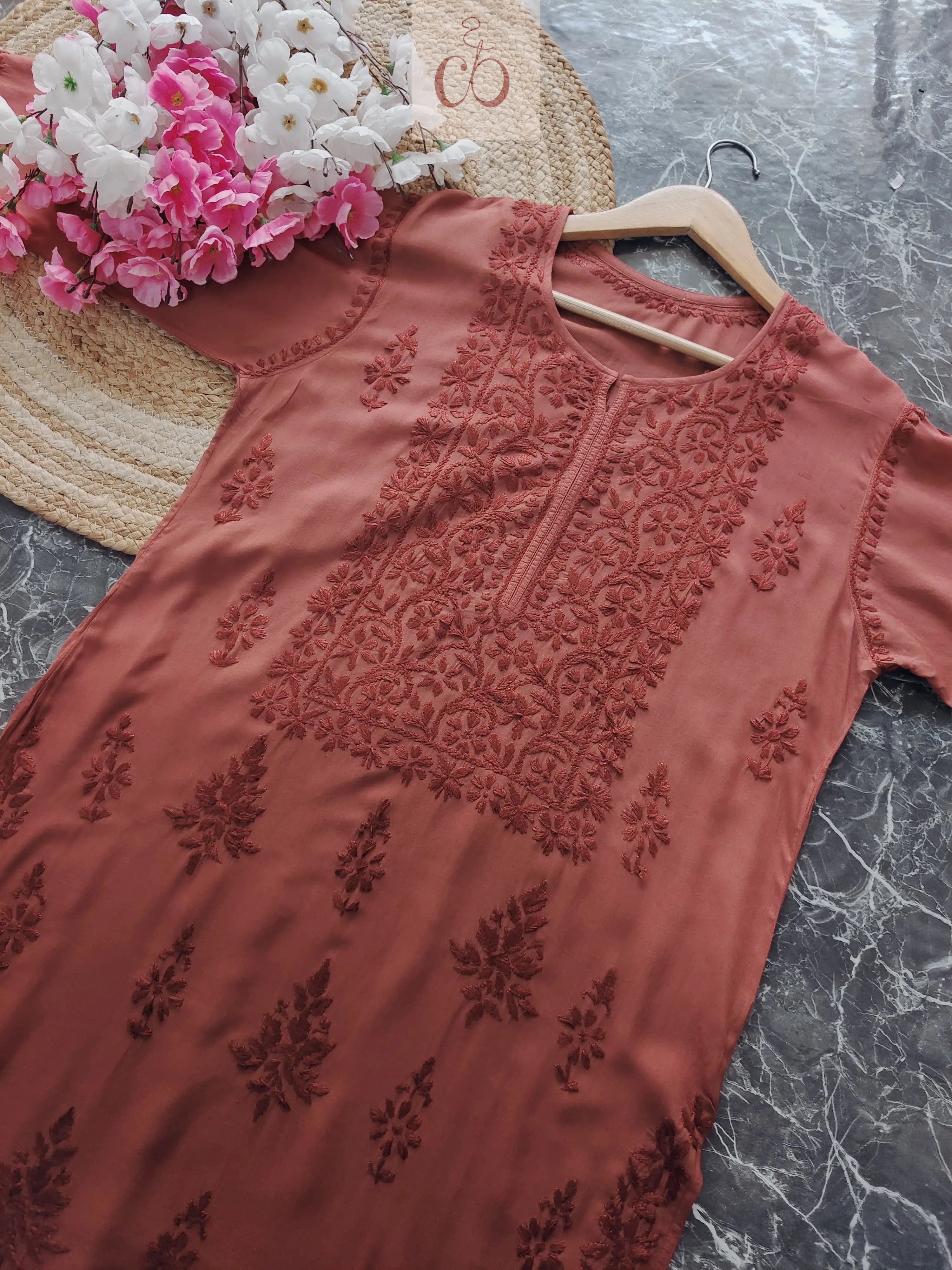 Chikankari Official Soft Modal Ombre Chikankari kurtis