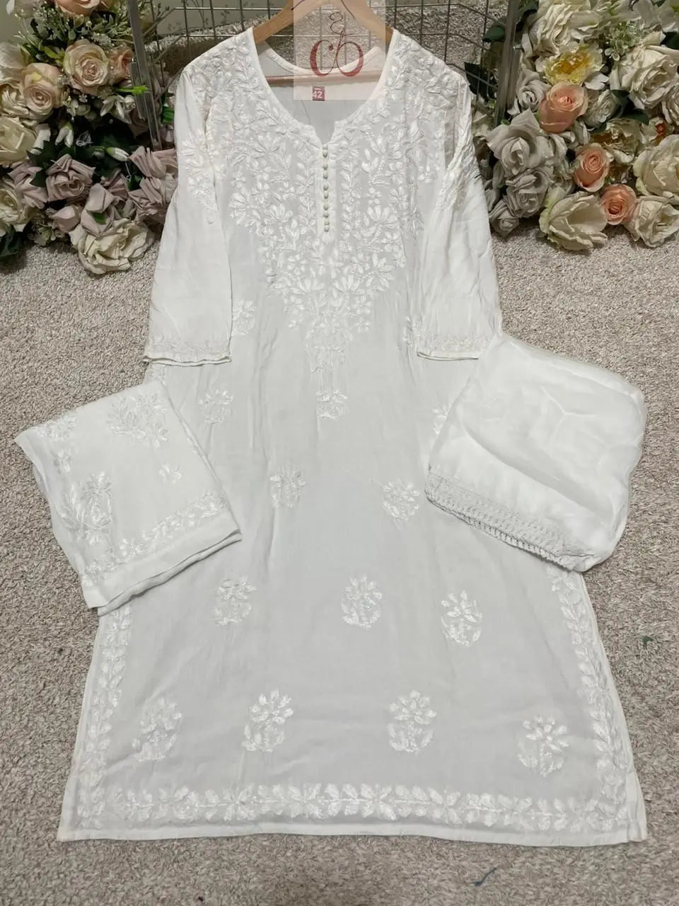 Chikankari Rayon 3pc Set - Chikankari official