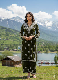 Chikankari Velvet Kurta Plazzo - Chikankari official