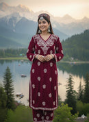 Chikankari Velvet Kurta Plazzo - Chikankari official