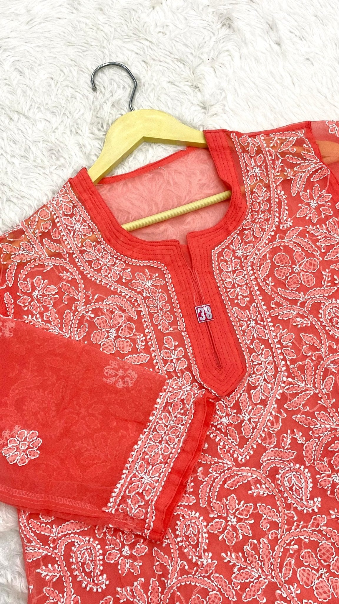 Chikankari White embroidery Short Tops - Chikankari official