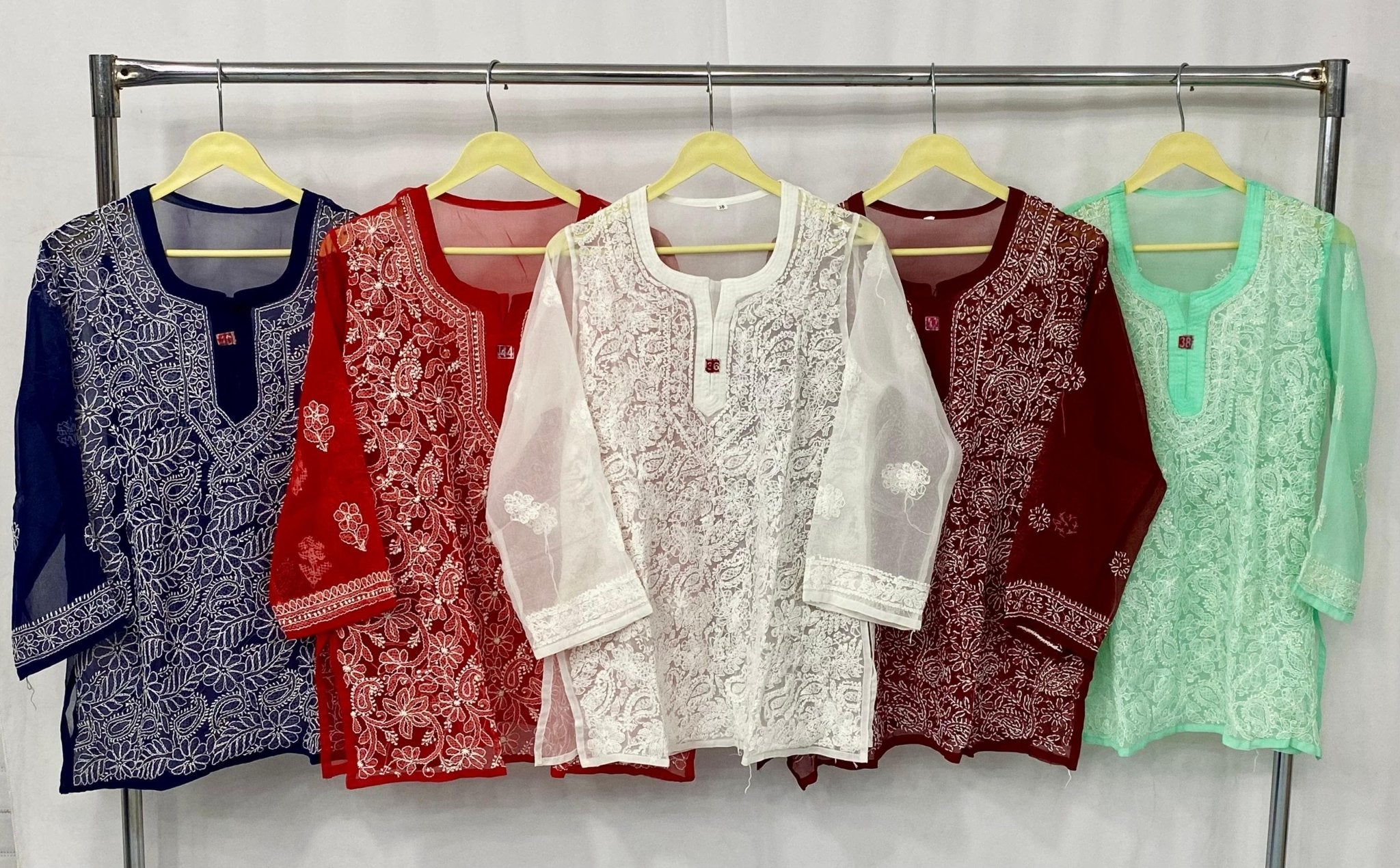 Chikankari White embroidery Short Tops - Chikankari official