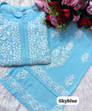 chikankariofficial 34 / sky blue Rayon Co ord with beautiful work