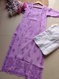 chikankariofficial 38 / lilac Inayat Pastel Shade soft  chikankari kurtis