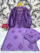 chikankariofficial 38 / lilac Pure Chanderi Kurti & Plazzo