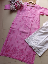 chikankariofficial 38 / pink Inayat Pastel Shade soft  chikankari kurtis