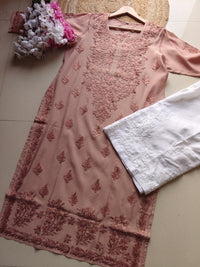 chikankariofficial 38 / tan Inayat Pastel Shade soft  chikankari kurtis