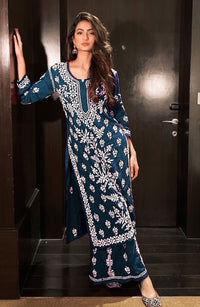 chikankariofficial Rayon Kurta and Plazzo With heavy chikan work