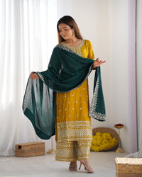 Chinom Heavy embroidery Festive sequence work 3pc Set - Chikankari official