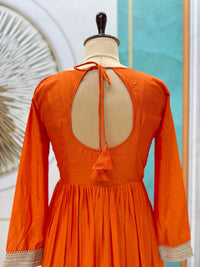 Chinon Gown With beautiful frill embroidery - Chikankari official