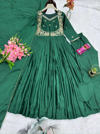 Chinon Silk Mirror Work Gown - Chikankari official
