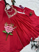 Chinon Silk Mirror Work Gown - Chikankari official