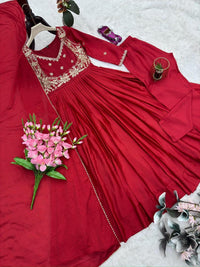 Chinon Silk Mirror Work Gown - Chikankari official