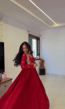 Chinon Silk Mirror Work Gown - Chikankari official