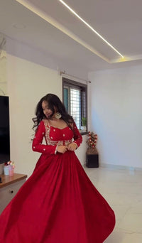 Chinon Silk Mirror Work Gown - Chikankari official