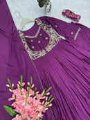 Chinon Silk Mirror Work Gown - Chikankari official