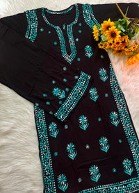 Classic black Multi color thread combo - Chikankari official