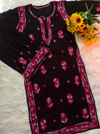 Classic black Multi color thread combo - Chikankari official