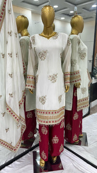 Classic Edition 3pc Party Weat Set - Chikankari official