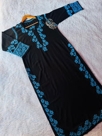 Color thread Rayon Embroidered Kurta - Chikankari official