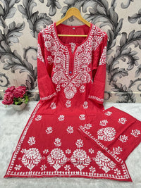 Comfort Winter Friendly Rayon Co - ord Set - Chikankari official
