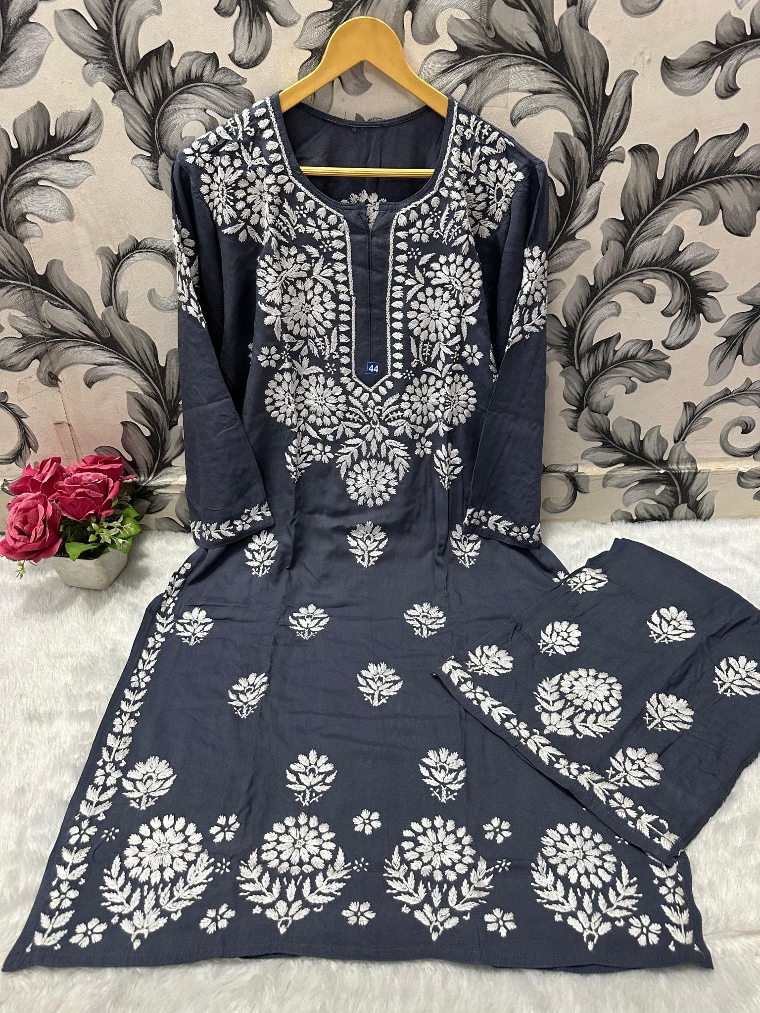 Comfort Winter Friendly Rayon Co - ord Set - Chikankari official